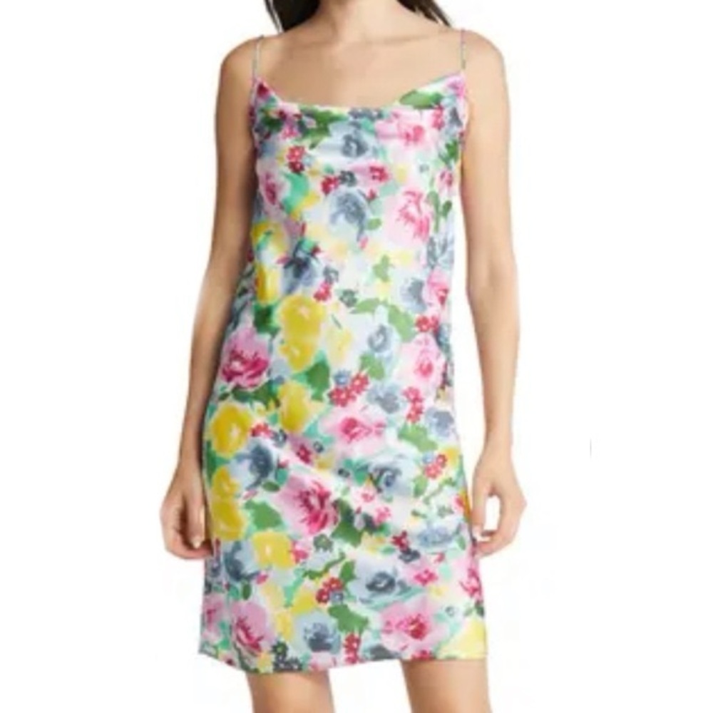 Nordstrom Vero Moda Floral Satin Mini Midi Dress - great condition!